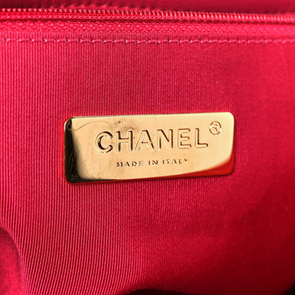 Goatskin Quilted Large Chanel 19 Flap Dark Pink