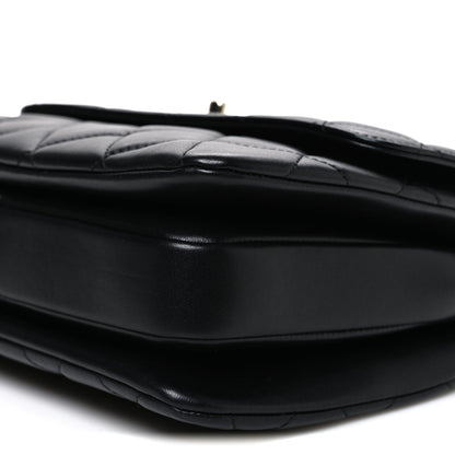 Lambskin Quilted Small Trendy CC Dual Handle Flap Bag Black