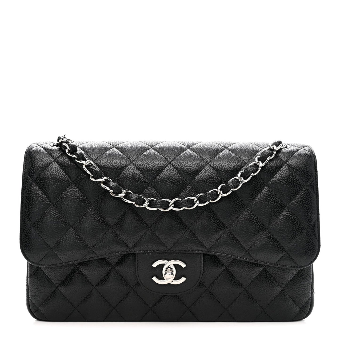 Caviar Quilted Jumbo Double Flap Black