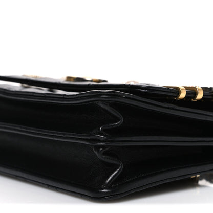 Lambskin Quilted Coco Clips Mini Wallet On Chain WOC Black