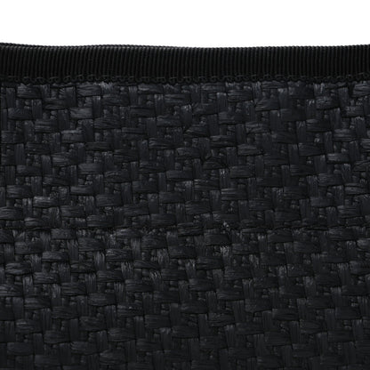 Straw Raffia Calfskin Chain Small Deauville Tote Black
