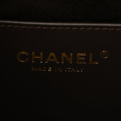 Suede Quilted Mini Chanel 25 Handbag Dark Brown