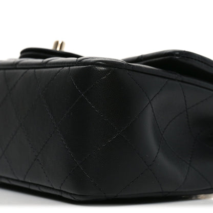 Lambskin Quilted Mini Rectangular Flap Black