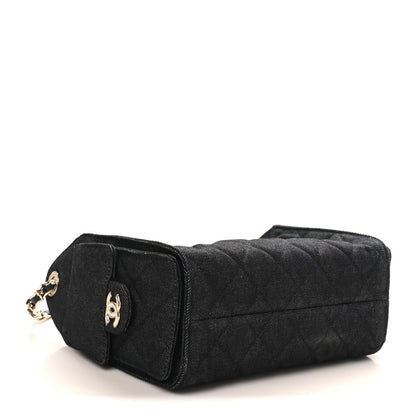 Denim Quilted Mini Chanel 25 Handbag Dark Blue