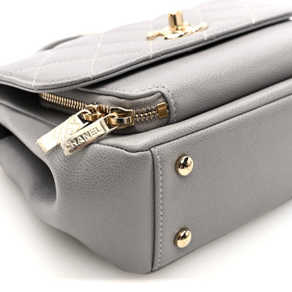 Caviar Quilted Small Business Affinity Flap Grey