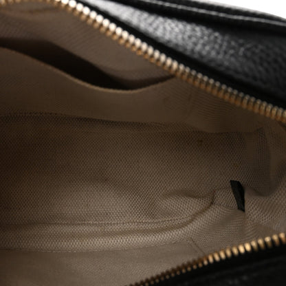 Pebbled Calfskin Small Soho Disco Bag Black