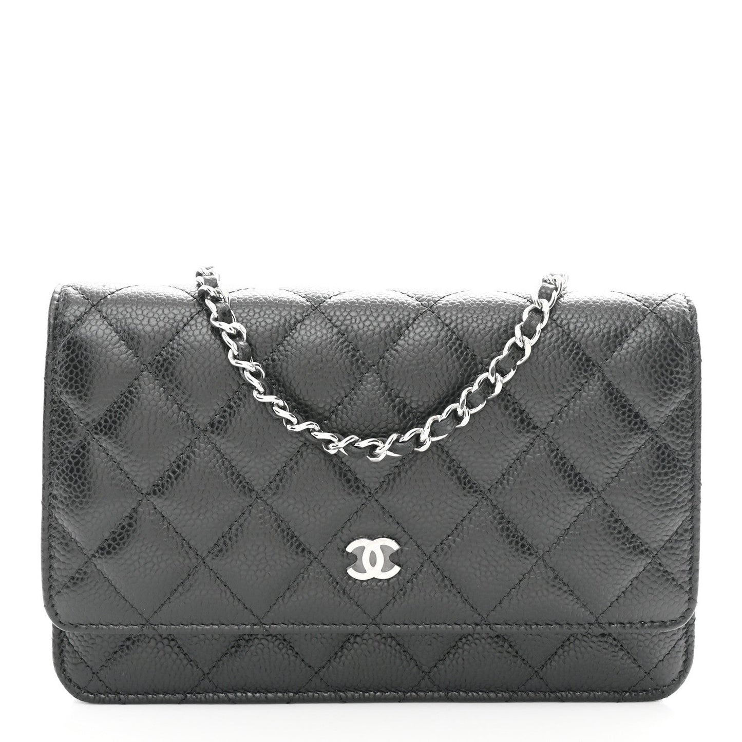 Caviar Quilted Wallet on Chain WOC Black