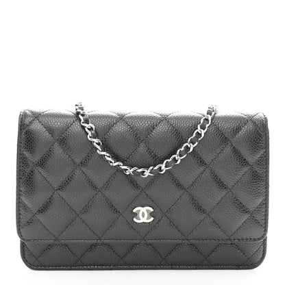 Caviar Quilted Wallet on Chain WOC Black
