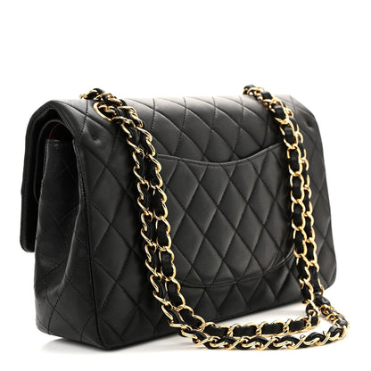Lambskin Quilted Medium Double Flap Black