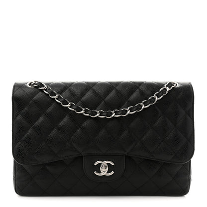 Caviar Quilted Jumbo Double Flap Black
