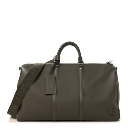 Grained Calfskin Aerogram Keepall Bandouliere 50 Khaki