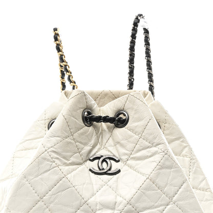 Aged Calfskin Quilted Small Gabrielle Backpack Black White