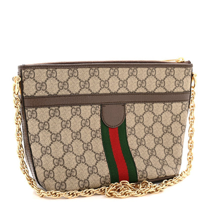 GG Supreme Monogram Web Ophidia Chain Shoulder Bag Brown