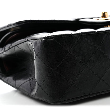 Lambskin Quilted Small Double Flap Black