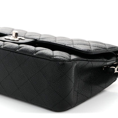 Caviar Quilted Medium Double Flap Black