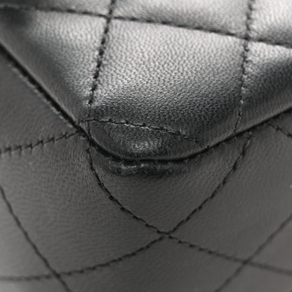 Lambskin Quilted Mini Rectangular Flap Black White