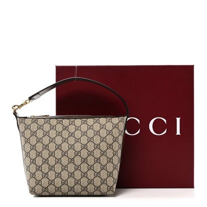 GG Supreme Monogram Textured Calfskin Web Super Mini Ophidia Shoulder Bag Beige Ebony New Acero