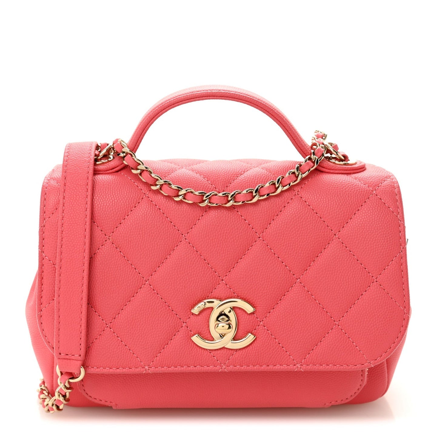 Caviar Quilted Small Business Affinity Flap Coral