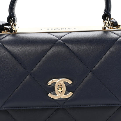 Lambskin Quilted Medium Trendy CC Flap Dual Handle Bag Blue