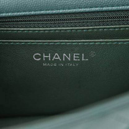 Caviar Quilted Mini Rectangular Flap Dark Turquoise