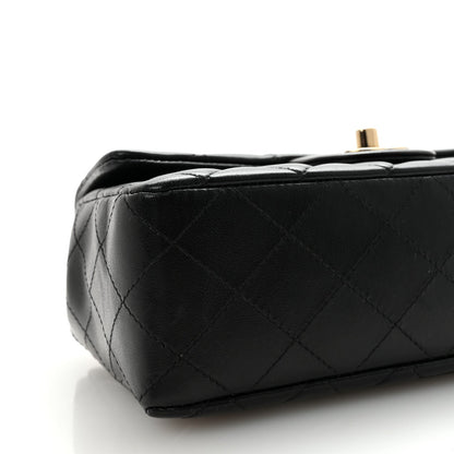 Lambskin Quilted Mini Rectangular Flap Black