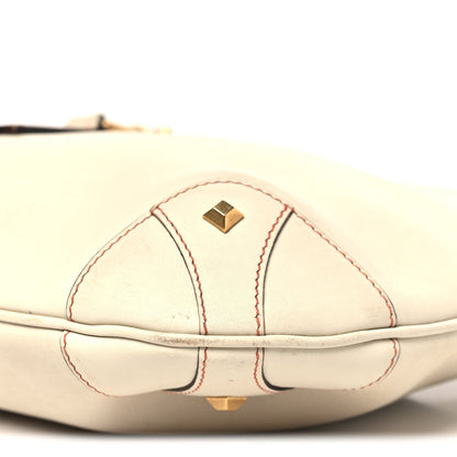 Calfskin Piston Lock Jackie O Hobo White