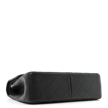 Caviar Quilted Jumbo Double Flap Black