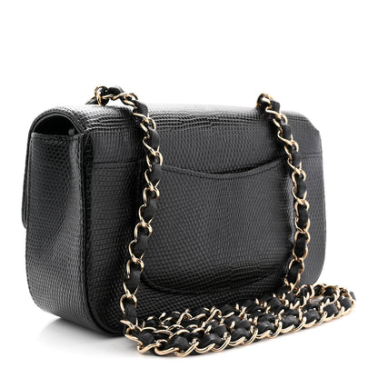 Lizard Mini Rectangular Flap Black