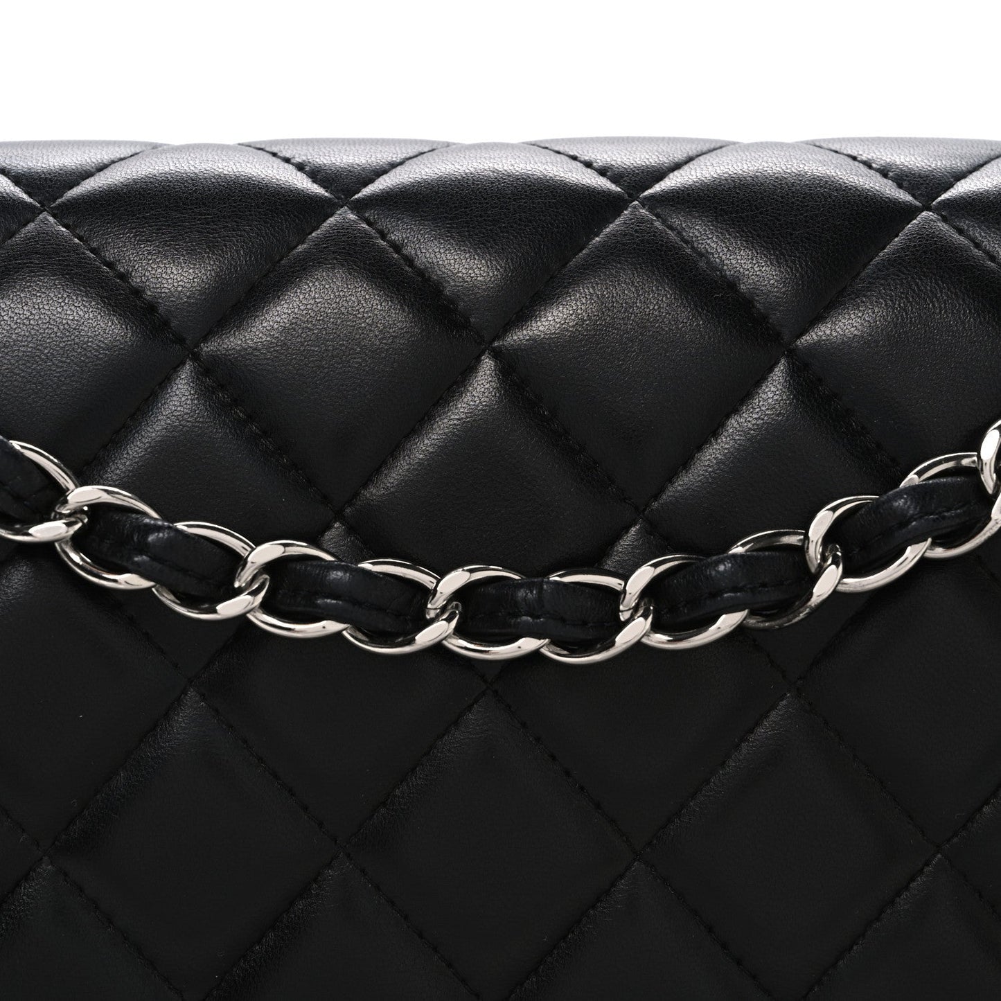 Lambskin Quilted Maxi Double Flap Black