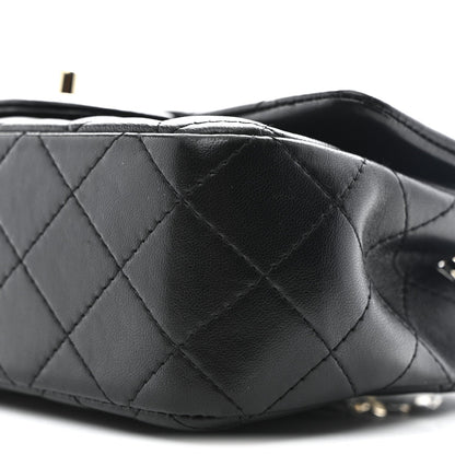 Lambskin Quilted Mini Rectangular Flap Black