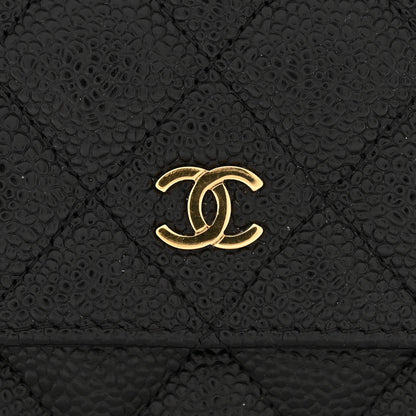 Caviar Quilted Wallet on Chain WOC Black