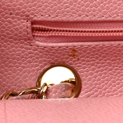 Caviar Quilted Medium Double Flap Light Pink