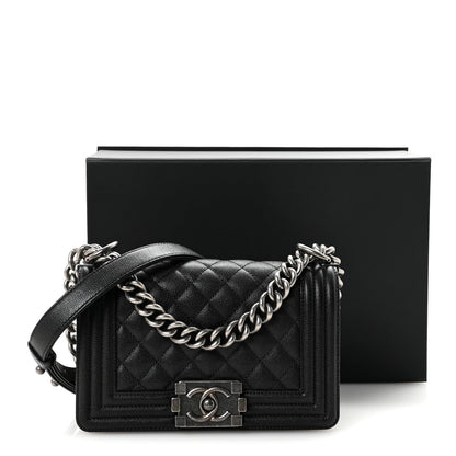 Caviar Quilted Small Boy Flap Black