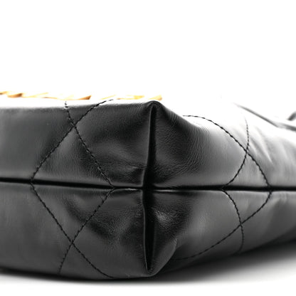 Shiny Calfskin Quilted Mini Chanel 22 Black