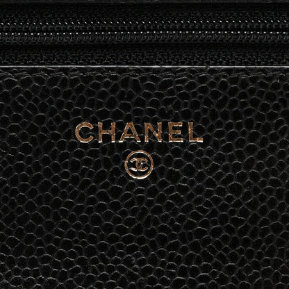 Caviar Quilted Wallet on Chain WOC Black