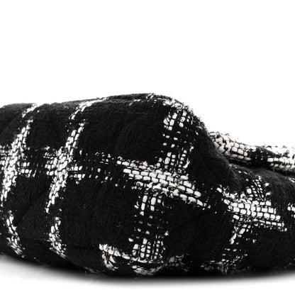 Tweed Quilted Maxi Chanel 19 Flap Black White
