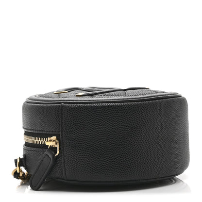 Caviar Quilted Round Filigree Crossbody Black