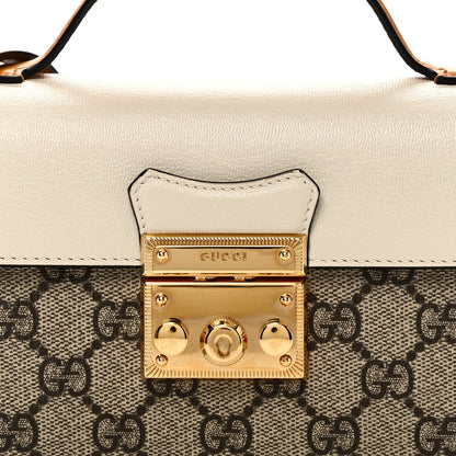 GG Supreme Monogram New Sakai Calfskin Mini Padlock Top Handle Shoulder Bag Beige Ebony Mystic White Sun Oil