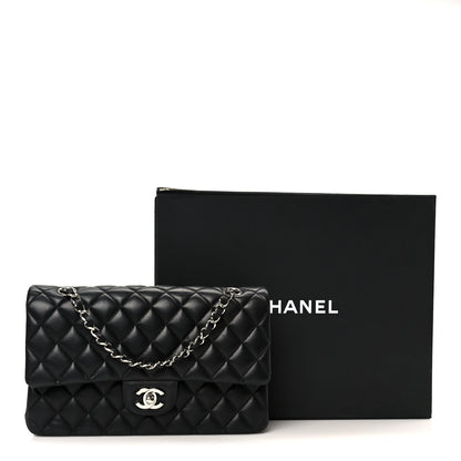 Lambskin Quilted Medium Double Flap Black