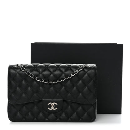 Caviar Quilted Jumbo Double Flap Black