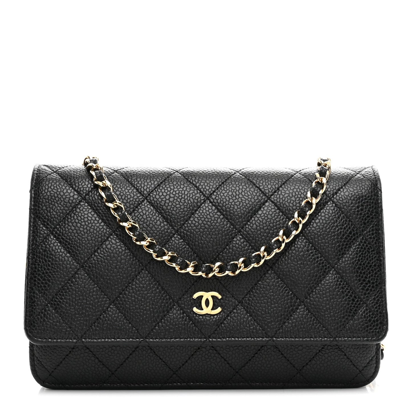Caviar Quilted Wallet on Chain WOC Black