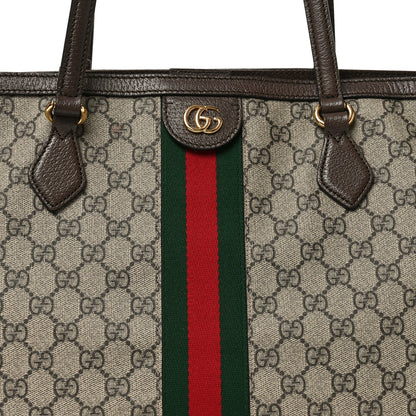 GG Supreme Monogram Medium Ophidia Shopping Tote Brown