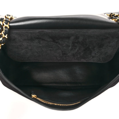 Suede Calfskin Small Souplissimo Maxi Flap Black