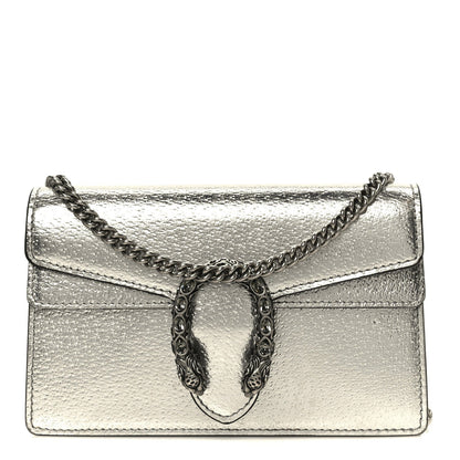 Metallic Calfskin Super Mini Dionysus Shoulder Bag Silver