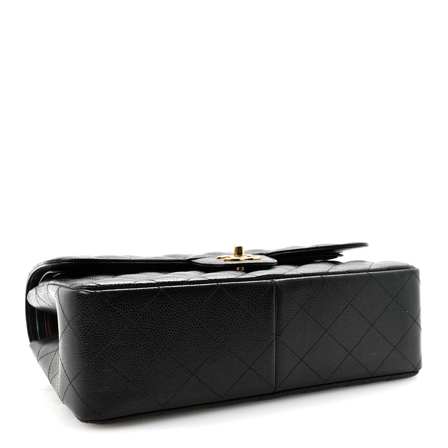 Caviar Quilted Jumbo Double Flap Black