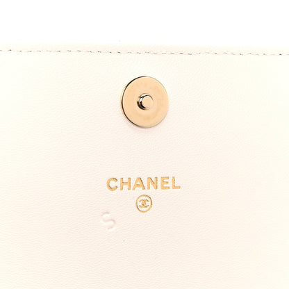 Lambskin Quilted Book Wallet On Chain WOC Black