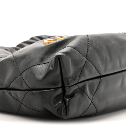 Shiny Calfskin Quilted Mini Chanel 22 Black