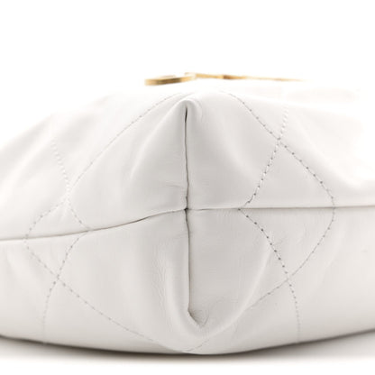 Shiny Calfskin Quilted Mini Chanel 22 White