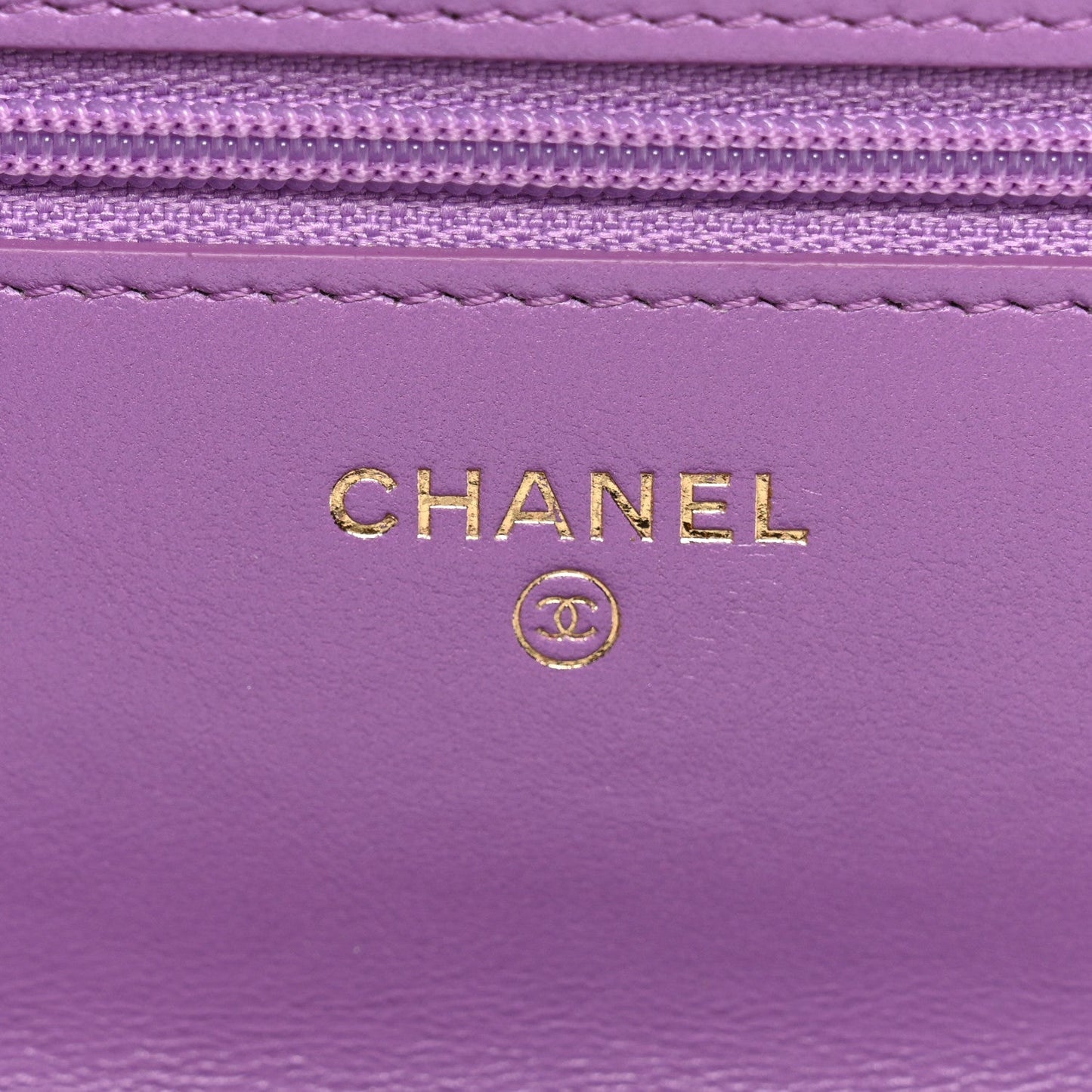 Lambskin Quilted Pick Me Up Wallet On Chain WOC Purple