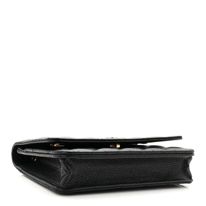 Caviar Quilted Wallet on Chain WOC Black